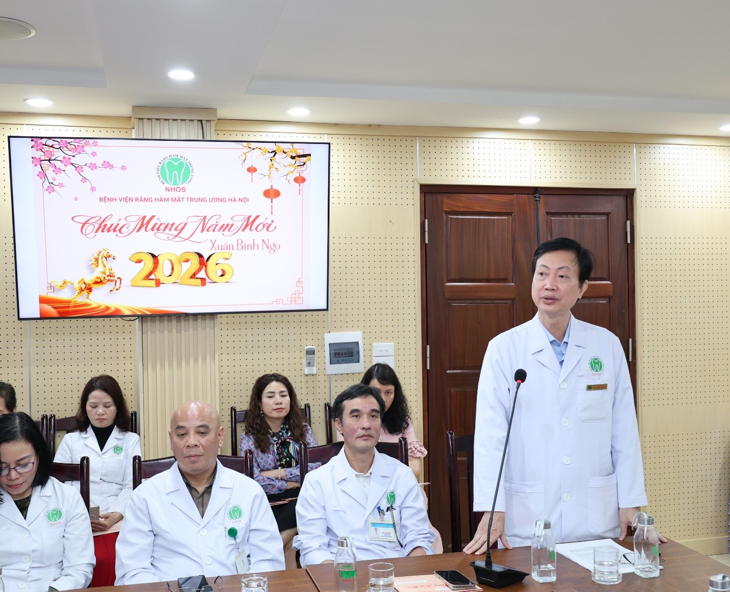  TTND.PGS.TS Nguyễn Quang Bình, Phó giám đốc Bệnh viện, Chủ tịch Công đoàn Bệnh viện phát biểu